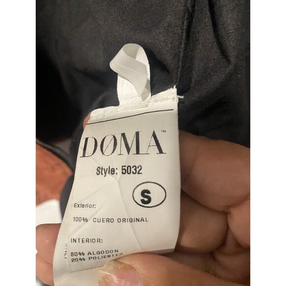 Doma Womens Leather Jacket Distressed Color Block 2 Tone Brown Black Moto Coat S - Picture 7 of 8